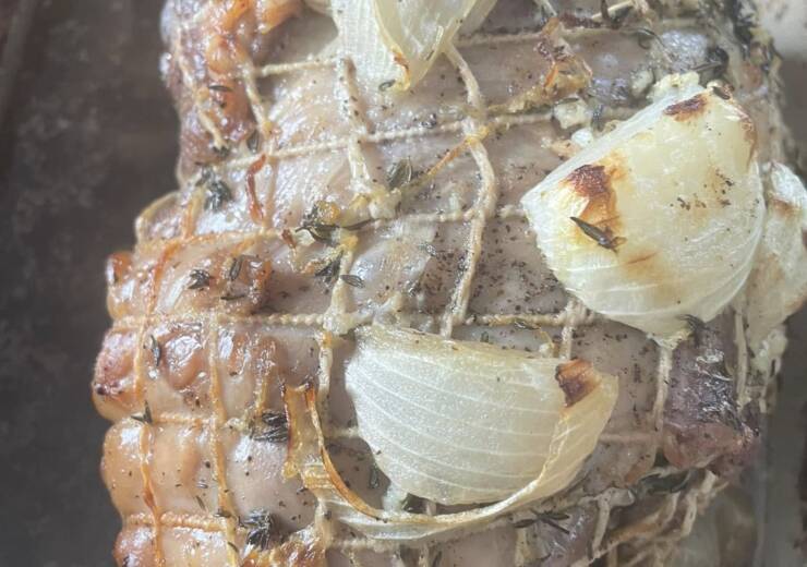 Lemon-Garlic-Thyme Slow Roasted Boneless Leg of Lamb